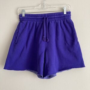 TNA ARITZIA Cozy Fleece Sweat Shorts Boyfriend Fit Purple Womens Small Leisure